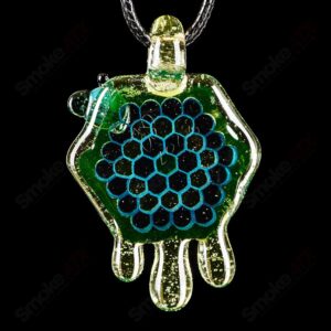 Shop 2" Honeycomb Drip Pendant (Teal/UV Green+Yellow) Joe P Glass in australian