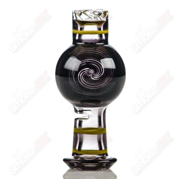 Shop Black Spiral Linework V2 Spinner Cap W/ Yellow Accents by Glass Carpenter in australian