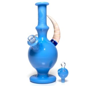 Shop Brando - 10mm Half Blasted Ball Rig - Milky Blue w/ Cobalt - Blue Leaf Millie in australian