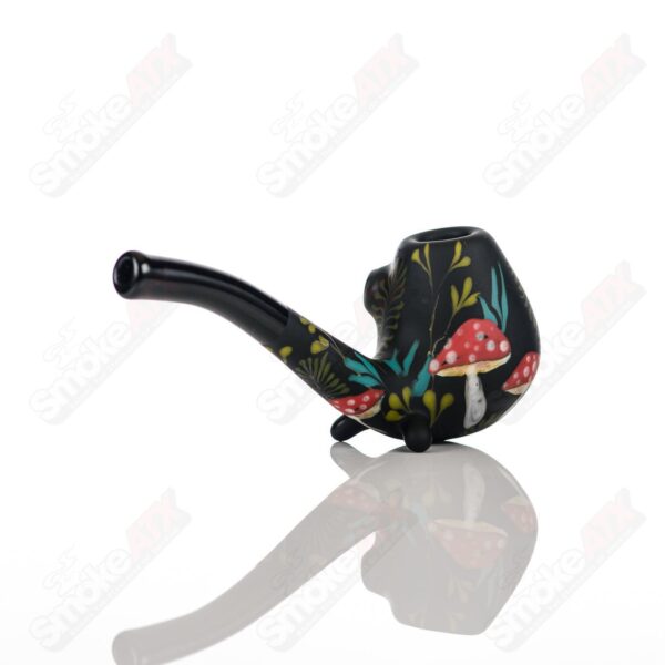 Shop Sand- Blasted Black Sherlock W/ Mushroom Botanical Motif by Sarita Glass in australian