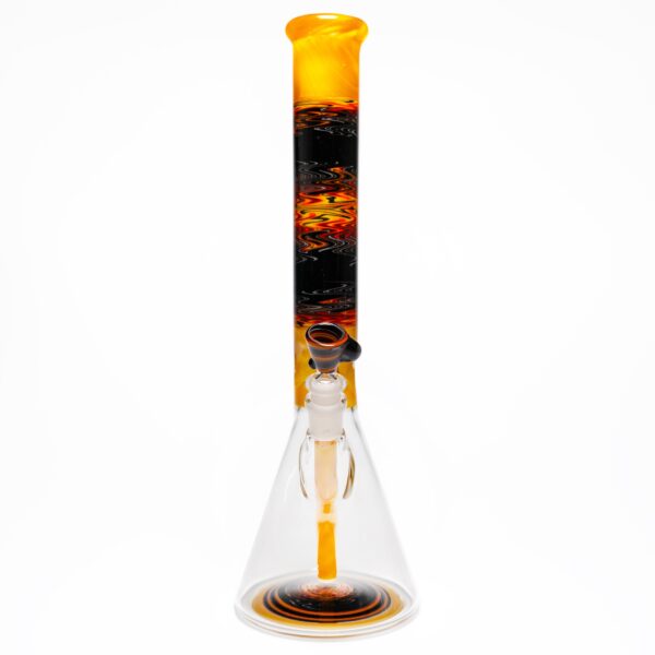 Shop Chris Sculli x Glass Munky - Worked Beaker - Fire Fade & Pumpkin Spice in australian