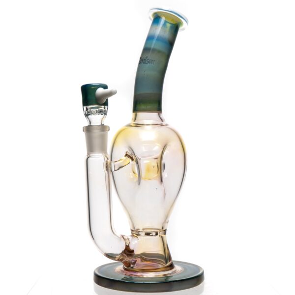 Shop Ben Wilson - Triple Donut Bubbler - Fume w/ Striking Blue & White in australian