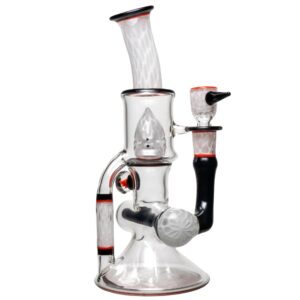 Shop Ben Wilson - Hollow Foot Inline Recycler w/ Triple Donut Perc - White Honeycomb w/ Black & Orange in australian