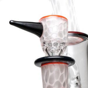 Shop Ben Wilson - Hollow Foot Inline Recycler w/ Triple Donut Perc - White Honeycomb w/ Black & Orange in australian