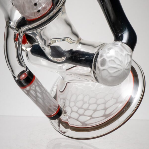 Shop Ben Wilson - Hollow Foot Inline Recycler w/ Triple Donut Perc - White Honeycomb w/ Black & Orange in australian
