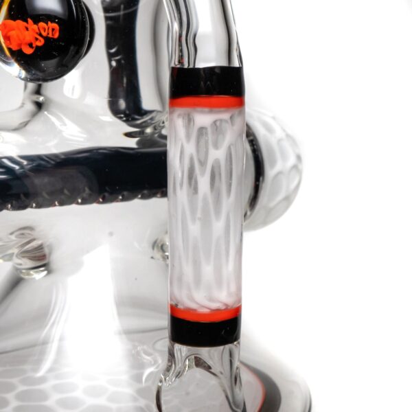 Shop Ben Wilson - Hollow Foot Inline Recycler w/ Triple Donut Perc - White Honeycomb w/ Black & Orange in australian