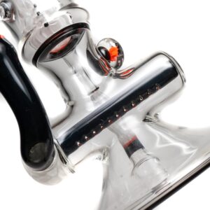 Shop Ben Wilson - Hollow Foot Inline Recycler w/ Triple Donut Perc - White Honeycomb w/ Black & Orange in australian