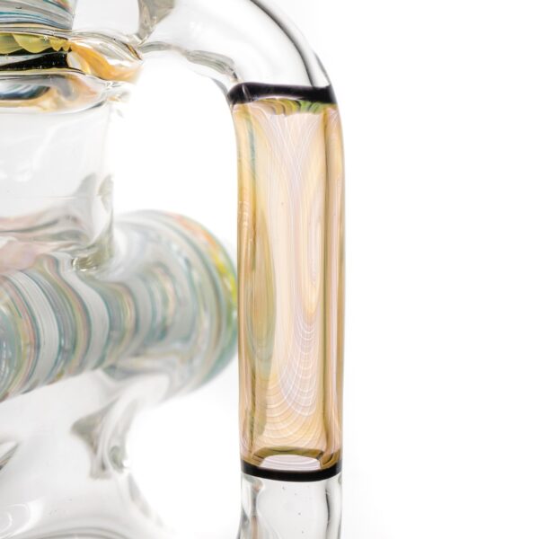 Shop Ben Wilson - Hollow Foot Inline Recycler w/ Triple Donut Perc - Fume w/ White & Rainbow Linework in australian
