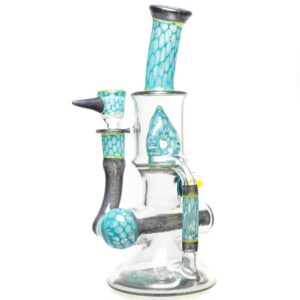 Shop Ben Wilson - Hollow Foot Inline Recycler w/ Triple Donut Perc - Agua Honeycomb w/ S.W. & Green in australian