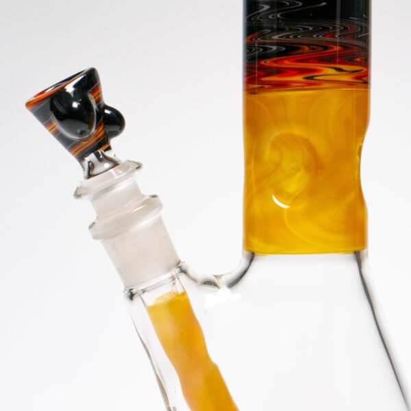 Shop Chris Sculli x Glass Munky - Worked Beaker - Fire Fade & Pumpkin Spice in australian