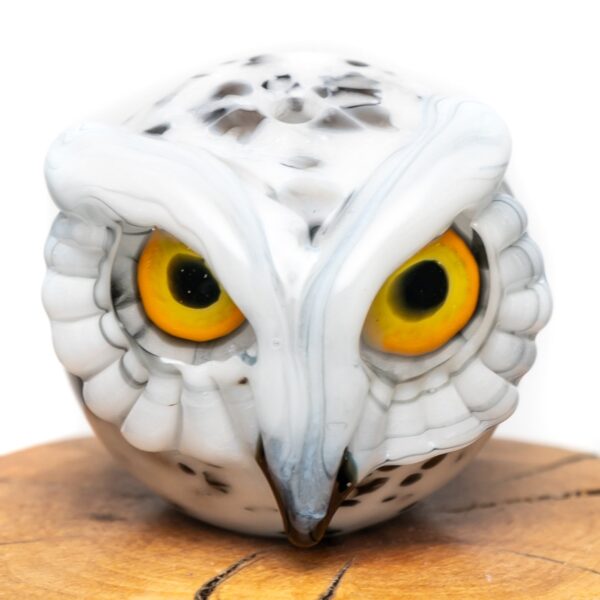 Shop Four Winds Flameworks - Owl Bubble Cap - Black & White Frit in australian