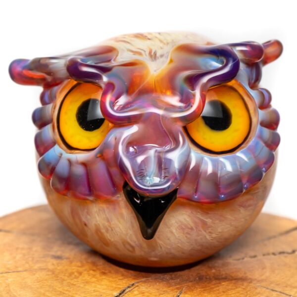 Shop Four Winds Flameworks - Owl Bubble Cap - Amber Purple in australian
