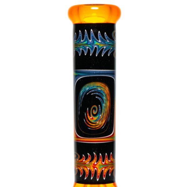 Shop Ill Glass - Custom Mini Beaker - Transparent Orange w/ Rainbow Linework in australian