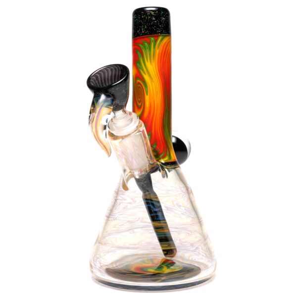 Shop Jakers Glass - Worked Mini Beaker - Crushed Opal & Rasta Reversal in australian