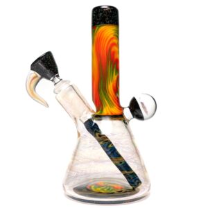 Shop Jakers Glass - Worked Mini Beaker - Crushed Opal & Rasta Reversal in australian