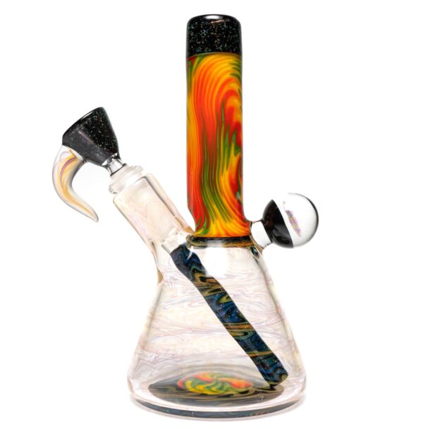 Shop Jakers Glass - Worked Mini Beaker - Crushed Opal & Rasta Reversal in australian