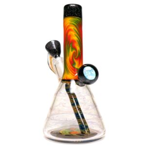 Shop Jakers Glass - Worked Mini Beaker - Crushed Opal & Rasta Reversal in australian