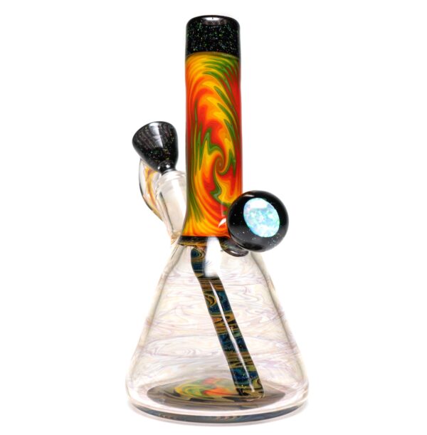 Shop Jakers Glass - Worked Mini Beaker - Crushed Opal & Rasta Reversal in australian