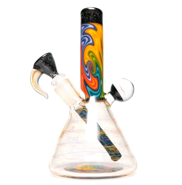 Shop Jakers Glass - Worked Mini Beaker - Crushed Opal & Rainbow Wag in australian