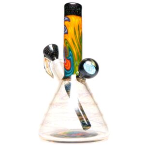 Shop Jakers Glass - Worked Mini Beaker - Crushed Opal & Rainbow Wag in australian
