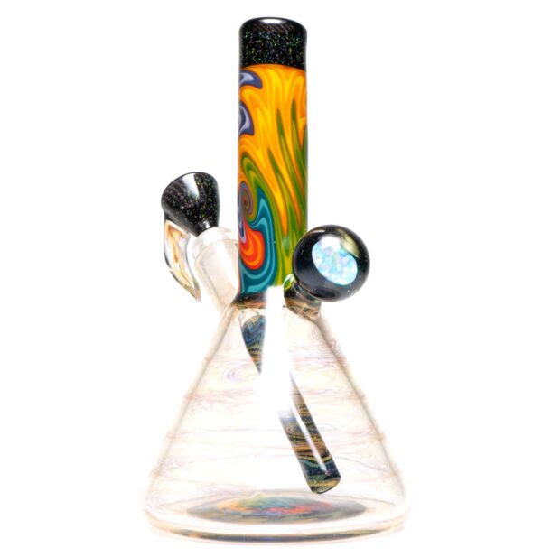 Shop Jakers Glass - Worked Mini Beaker - Crushed Opal & Rainbow Wag in australian