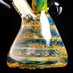Shop Jakers Glass - Worked Mini Beaker - Crushed Opal & Rainbow Linework in australian