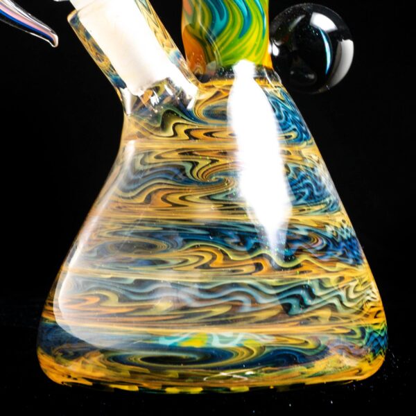 Shop Jakers Glass - Worked Mini Beaker - Crushed Opal & Rainbow Linework in australian