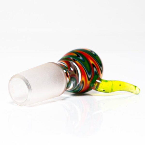 Shop K2 Glass - Worked Snap Slide - 14mm - Fire & Earth Wag w/ Slyme Horn in australian