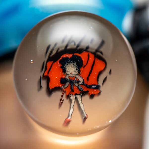 Shop Keys Glass - Push Slide - 14mm - Assault Betty - Sparkle Blue & Orange in australian