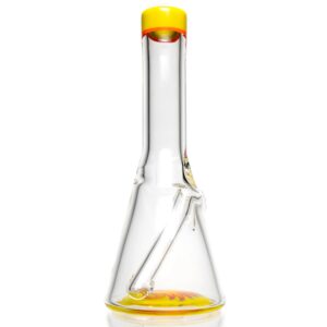 Shop Nes Glass - Mini Tube - Reversal Bottom - Chartreuse w/ Fire Wag in australian