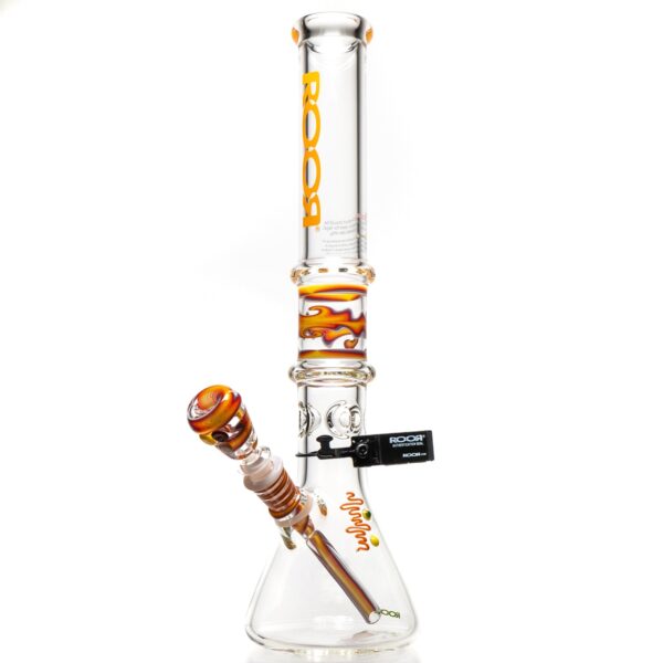 Shop ROOR.US x Chase Adams - 18" Worked Beaker - 50x5 - Fire & Purple Fade to Clear in australian