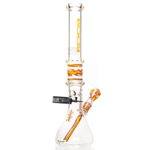 Shop ROOR.US x Chase Adams - 18" Worked Beaker - 50x5 - Fire & Purple Fade to Clear in australian