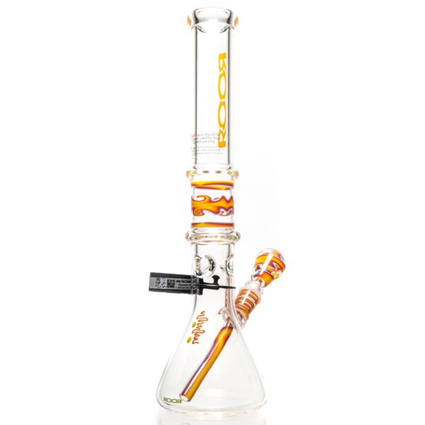 Shop ROOR.US x Chase Adams - 18" Worked Beaker - 50x5 - Fire & Purple Fade to Clear in australian