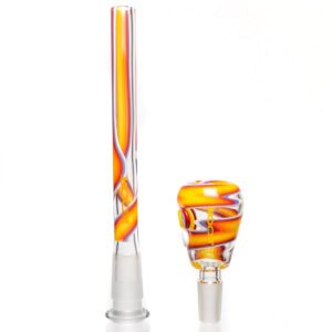 Shop ROOR.US x Chase Adams - 18" Worked Beaker - 50x5 - Fire & Purple Fade to Clear in australian