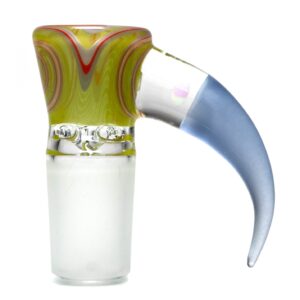 Shop Unity Glassworks - 4 Hole Worked Opal Horn Slide - 18mm - Watermelon & Blue Satin in australian