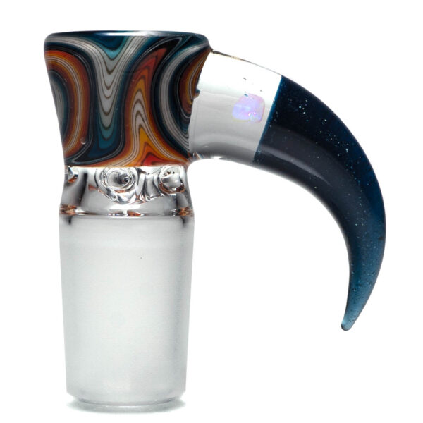 Shop Unity Glassworks - 4 Hole Worked Opal Horn Slide - 18mm - Fire Ice & Blue Stardust in australian