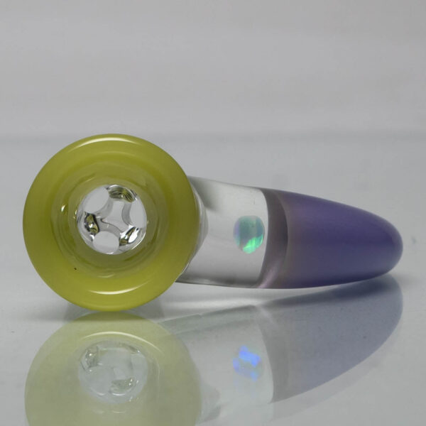 Shop Unity Glassworks - 3 Hole Opal Horn Slide - 14mm - CFL Yoshi & Purple Satin in australian