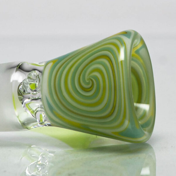 Shop Unity Glassworks - 3 Hole Worked Opal Horn Slide - 14mm - Green White & Antidote in australian