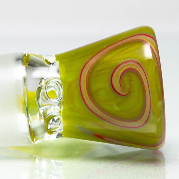 Shop Unity Glassworks - 4 Hole Worked Opal Horn Slide - 18mm - Watermelon & SS. Slyme in australian