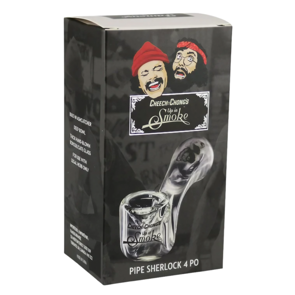 Shop Up In Smoke Cheech & Chong 4" Sherlock Glass Pipe - Borosilicate with Ash Catcher in australian