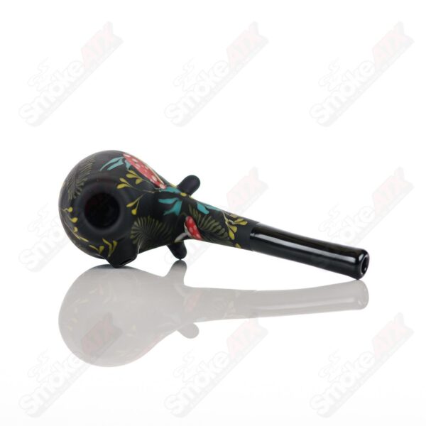 Shop Sand- Blasted Black Sherlock W/ Mushroom Botanical Motif by Sarita Glass in australian