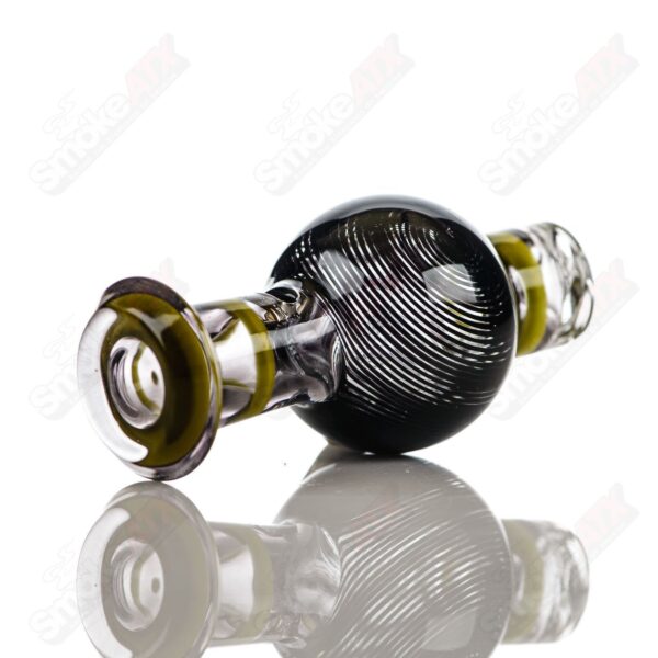 Shop Black Spiral Linework V2 Spinner Cap W/ Yellow Accents by Glass Carpenter in australian