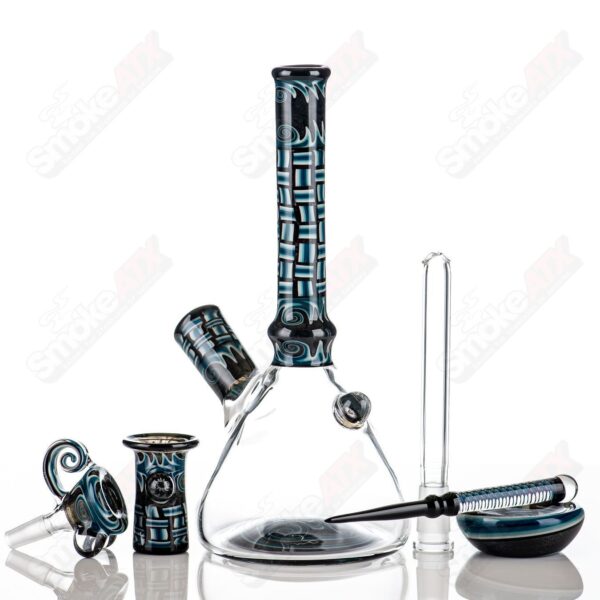 Shop Blue Patchwork Mini Beaker Set by Dale Sommers Glass in australian