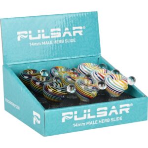 Shop Pulsar Rainbow Candy Swirl No-Roll Herb Slide - 14mm M / 9ct in australian