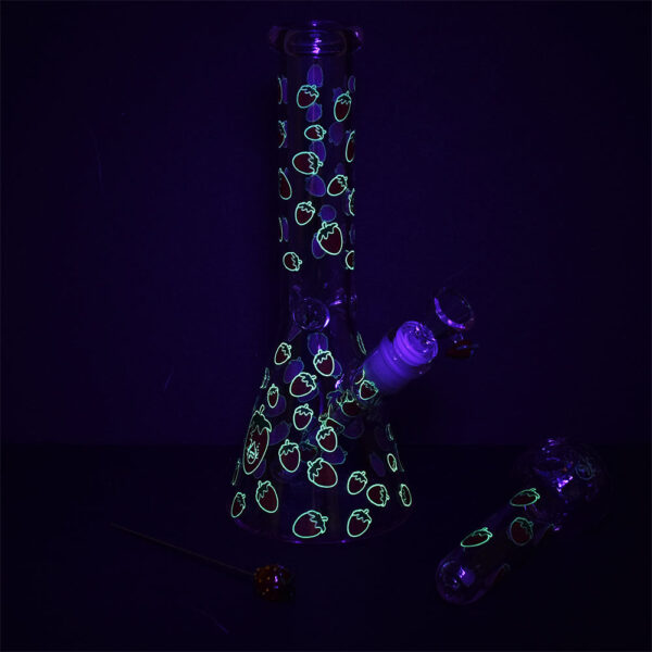 Shop Pulsar Fruit Series Strawberry Cough Herb Pipe Glow Duo - 10" / 14mm F in australian