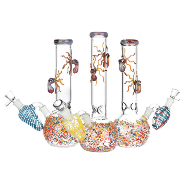 Shop Octopus Frit Bubble Base Water Pipe W/ Ash Catcher - 14mm F 10" in australian
