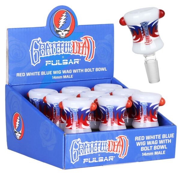 Shop Grateful Dead Bolt Red White Blue Wig Wag Herb Slide - 9ct in australian